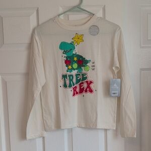 Disney Kids Cream Long Sleeve Toy Story Tree Rex Christmas Shirt NWT